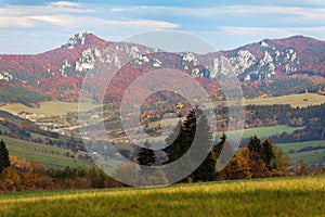 Panoramic autumnal view from Sulov rockies