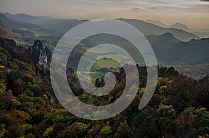 Panoramic autumnal view from Sulov rockies - sulovske skaly - Slovakia