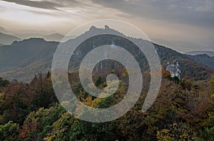 Panoramic autumnal view from Sulov rockies - sulovske skaly - Slovakia