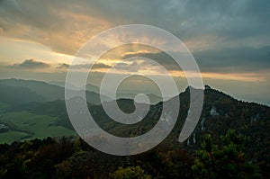 Panoramic autumnal view from Sulov rockies - sulovske skaly - Slovakia