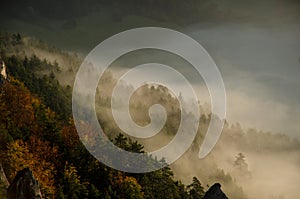 Panoramic autumnal view from Sulov rockies - sulovske skaly - Slovakia