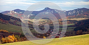 Panoramic autumnal view from Sulov rockies