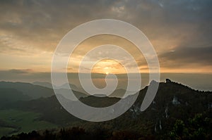 Panoramic autumnal view from Sulov rockies - sulovske skaly - Slovakia