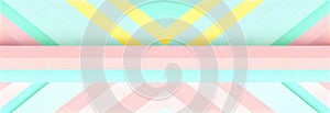 Panoramic background, banner with diagonal stripes and pastel colors, geometric design, ai generation