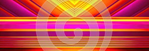 Panoramic background, banner of yellow and pink stripes. Abstract pattern, ai generation