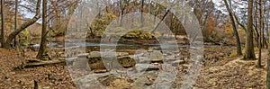 Panoramic Background Of A Mountain Stream In Tishomingo State Park.