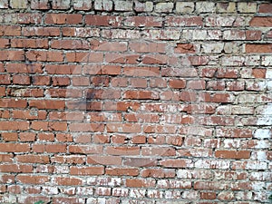 Panoramic background of wide old red brick wall texture. Home or office design backdrop