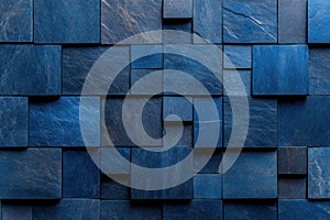 Blue Rustic Brick Wall Texture Background - Panoramic Banner for Design Projects