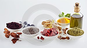 Panoramic banner of healthy superfoods