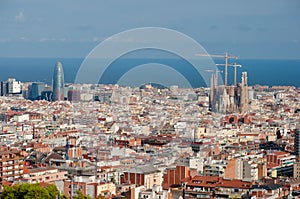 Panoramic of Barcelona Sagrada Familia and Agbar photo