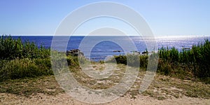 Panoramic beach access in west france Talmont-Saint-Hilaire in web header panorama