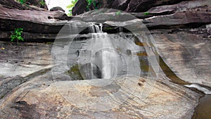 Panoramic beautiful deep forest waterfall in Thailand