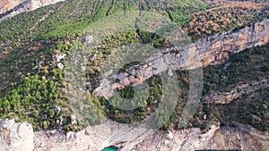 Panoramic beautiful vertiginous impressive aerial view of Congost de Mont-Rebei, Famous