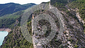 Panoramic beautiful vertiginous impressive aerial view of Congost de Mont-Rebei, Famous