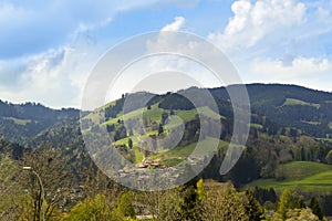 Panoramic beautiful view of Gruyeres. Switzerland, Europe