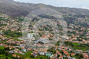 Panoramic beautiful views of Funchal from the pico dos barcelos, Madeira island, Portugal