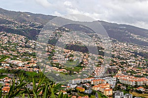 Panoramic beautiful views of Funchal from the pico dos barcelos, Madeira island, Portugal