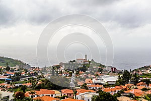 Panoramic beautiful views of Igreja de Sao Martinho Funchal from the pico dos barcelos, Madeira island, Portugal