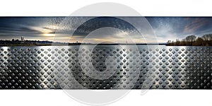 Panoramic Black Metal Background and Texture photo