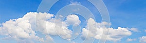 Panoramic blue sky and clear cloud  in summertime beautiful background