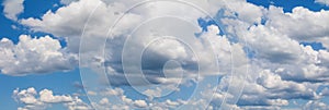 Panoramic blue sky and cloud in summertime beautiful background