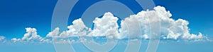 Panoramic Blue Sky with  light clouds banner background