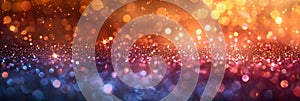 panoramic bokeh background of abstract glitter lights, defocused. Generated by AI