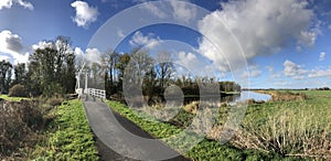 Panoramic from a bridge over a canal in a nature reserve