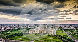 Panoramic Bucharest city skyline in Romania, Europe