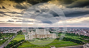 Panoramic Bucharest city skyline in Romania, Europe