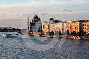 Panoramic of Budapest with Parliament building