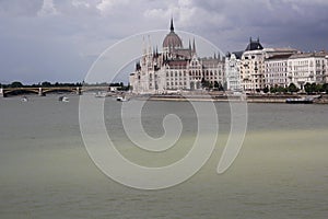 Panoramic of Budapest with Parliament building