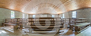 Panoramic Capture Of Old Church Interior.