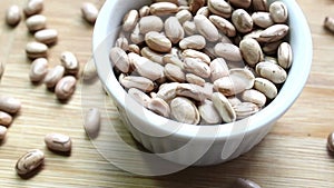 Panoramic of carioca beans in a bowl.