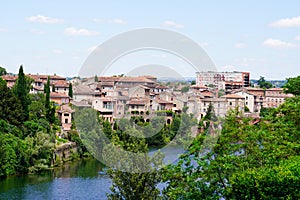 Panoramic city Albi in south mediaeval France with tarn river