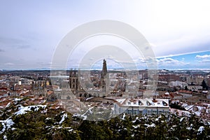 Panoramic of the city of Burgos with the Cathedral in the center and the small houses surrounding it. photo