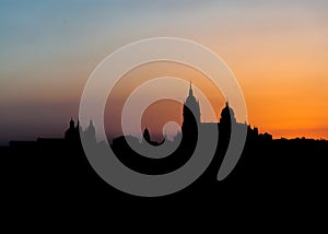 Panoramic city of Salamanca with color sky gold