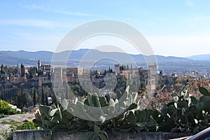 Panoramic City view of Granada with Alhambra, Andalusia, Spain, white village, pueblo blanco and spanish architecture