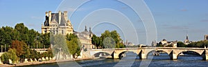 Panoramic city view with Seine embankment