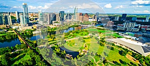 Panoramic Cityscape above Green Summer view in Austin , Texas , USA