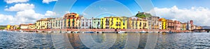 Panoramic cityscape of Bosa town on Temo river