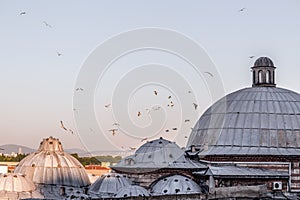 Panoramic cityscape of Istanbul from Suleymaniye Mosque overlooking the Golden Horn or Halic