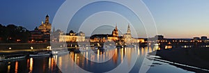 Panoramic cityscape in night , Dresden, Germany.