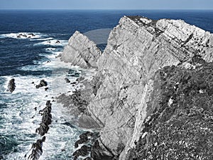 Panoramic of the cliffs of Cabo PeÃÂ±as, Asturias