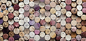 Panoramic close-up of wine corks