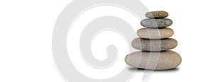 Panoramic closeup shot of a pile of stones on an isolated white background