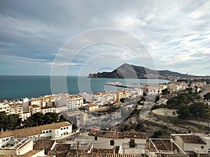 Panoramic of the coast and port of the town of Altea