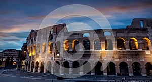 Panoramic of Coliseum or Flavian Amphitheatre Amphitheatrum Flavium or Colosseo, Rome, Italy photo