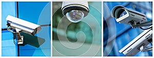 Panoramic collage of security CCTV camera or surveillance system