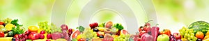 Panoramic collection fresh fruits and vegetables for skinali on